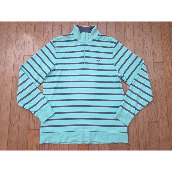 Vineyard Vines Men’s 100% Cotton 1/4 Zip Pullover Sweater Mint/Gray Small - Picture 1 of 5